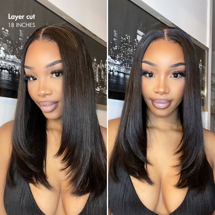 🔥Final 4 Hours: 74% OFF + Free Shipping: 🌸Supernatural hairline, silky straight hair, pre-plucked lace, glueless 13x4 front lace wig🌸