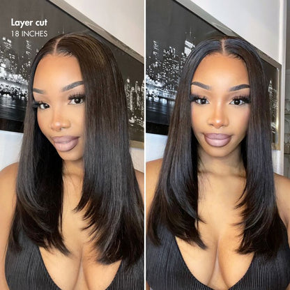 🔥Final 4 Hours: 74% OFF + Free Shipping: 🌸Supernatural hairline, silky straight hair, pre-plucked lace, glueless 13x4 front lace wig🌸