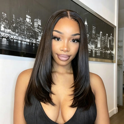 🔥Final 4 Hours: 74% OFF + Free Shipping: 🌸Supernatural hairline, silky straight hair, pre-plucked lace, glueless 13x4 front lace wig🌸
