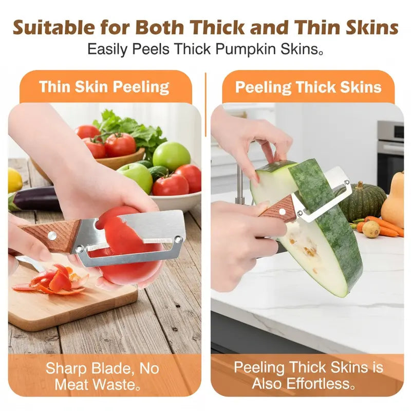 ⚡Crazy-Sale⚡60k-Sold⚡Wooden-Handled Stainless Steel Sharp Peeler with Built-In Bottle Opener for Fruits