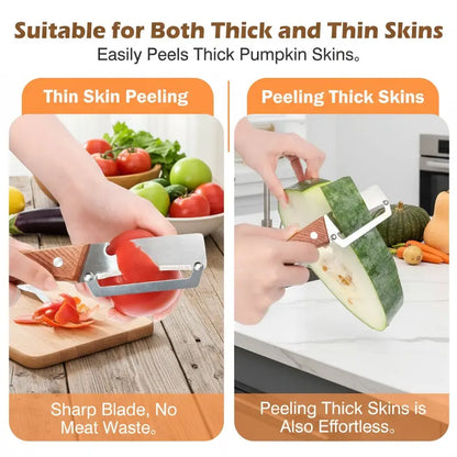 ⚡Crazy-Sale⚡60k-Sold⚡Wooden-Handled Stainless Steel Sharp Peeler with Built-In Bottle Opener for Fruits